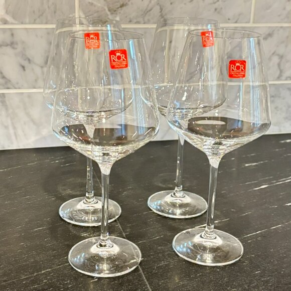 NEW RCR Crystalleria Italiana Crystal Burgundy Red Wine Glasses Set of 4 - Picture 3 of 11